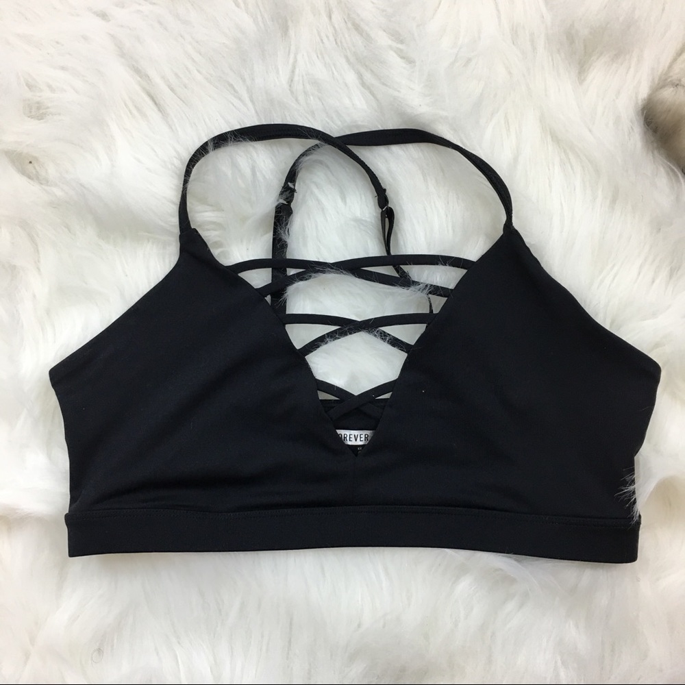 Forever 21 Black Strappy Sports Bra